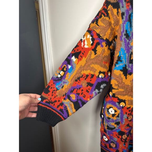 Vintage Needleworks Oversized Long Cardigan Sweater Jacket Hand Knit O/S Pockets - Picture 3 of 10